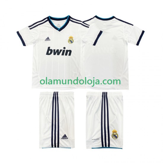Camisola Real Madrid 2012 2013 Retro Criança Equipamento Primeiro Manga Curta